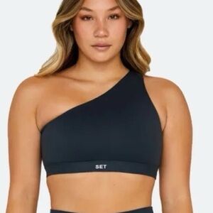 SET Active One-Shoulder Sports Bra - Dark Gray